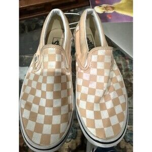 Size 7.5 Women’s - Slip On Peach Checkered Vans